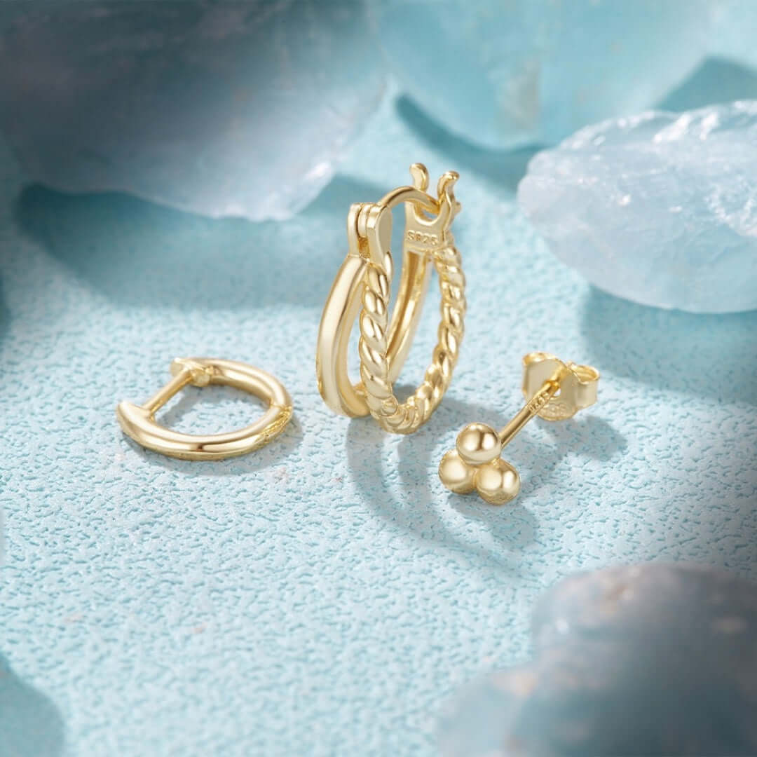 Sterling Silver Clicker Sleeper Earrings Set