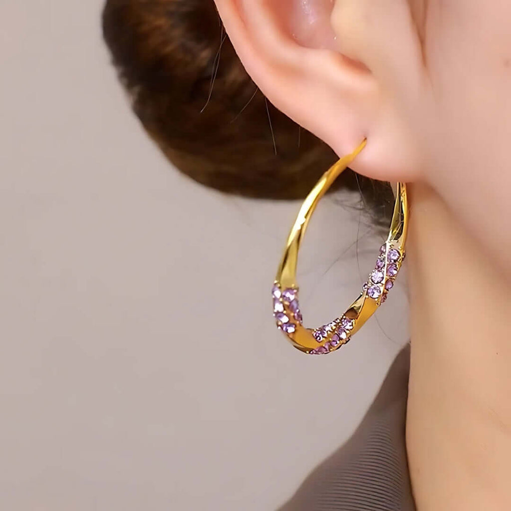 Sparkle Diamond Large Hoop Earrings