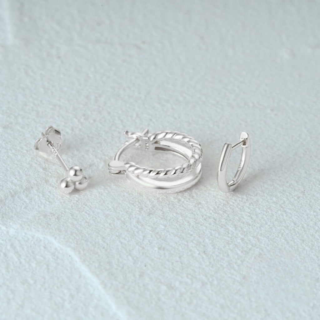Sterling Silver Clicker Sleeper Earrings Set