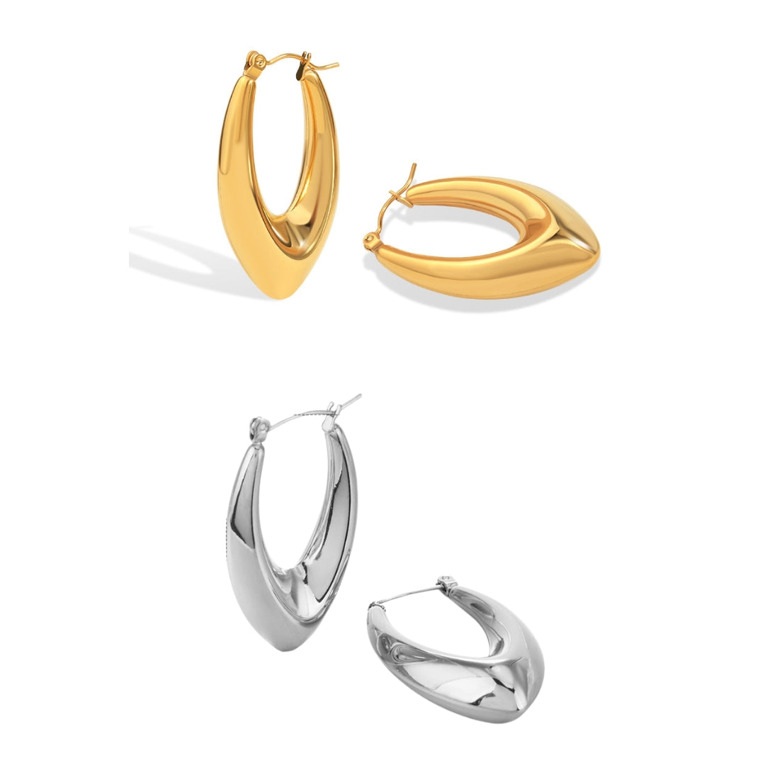 18K Gold Plated French Curve Hoop Earrings