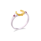 Antique Red Corundum Wisdom Horseshoe Ring | HJ189