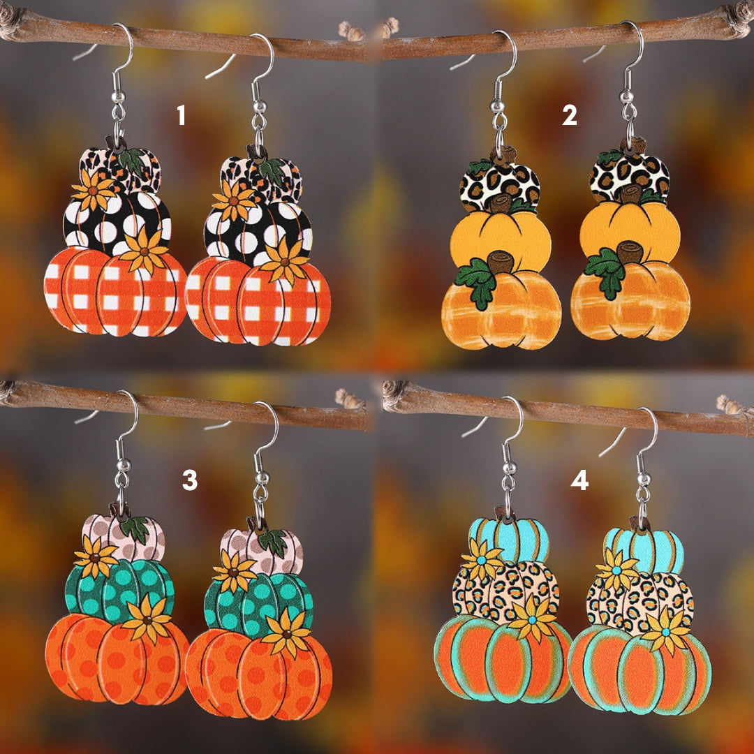 Polka Dot Pumpkin Fall Thanksgiving Drop Earrings