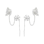 Classic Flower Tassel Earrings Chain Ear Cuff
