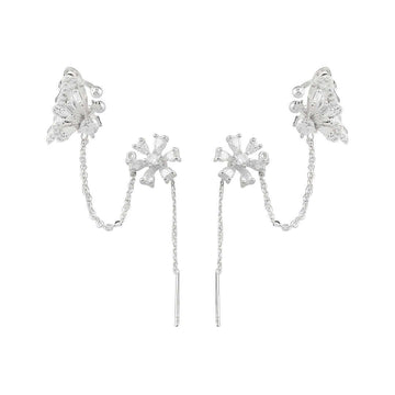 Classic Flower Tassel Earrings Chain Ear Cuff