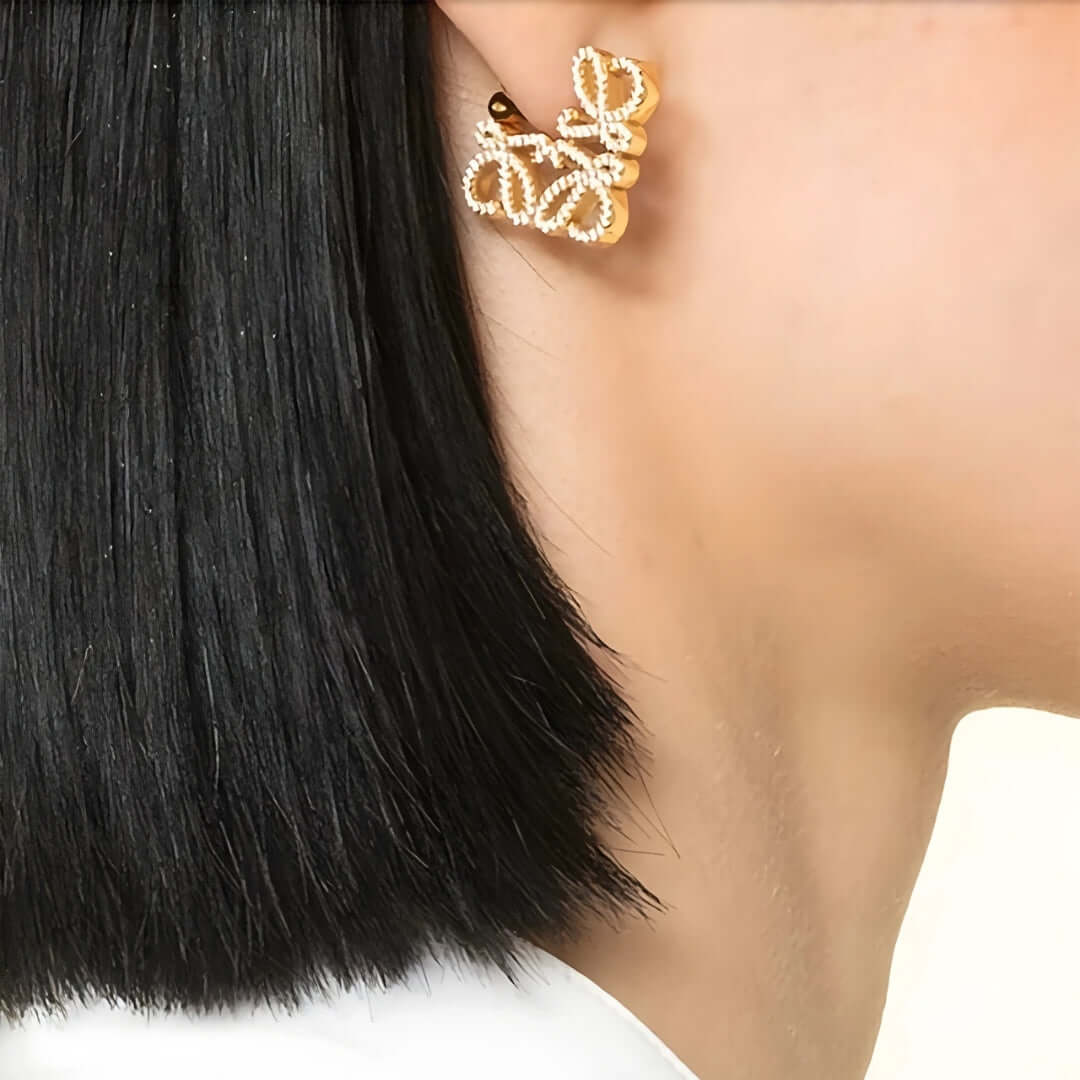 French Square Hollow Letter Large Earrings