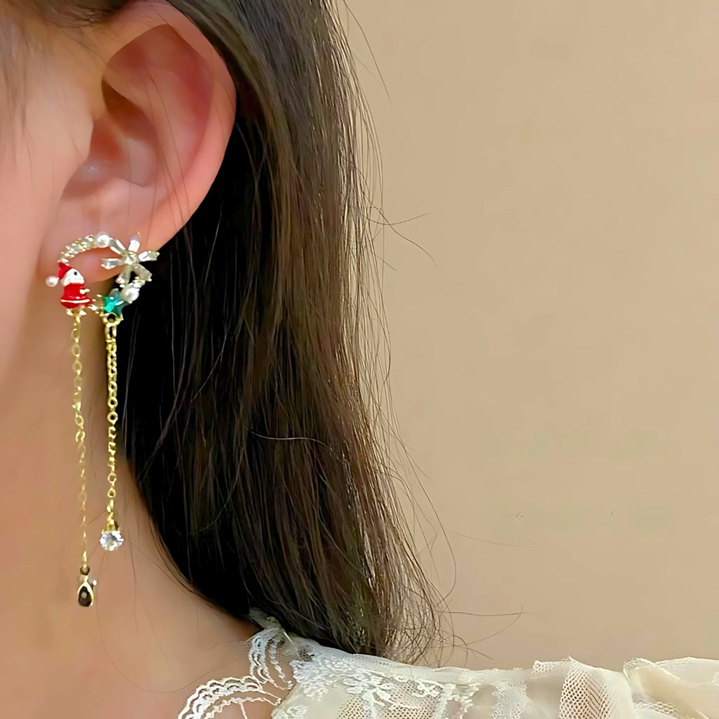 Asymmetric Santa Claus Earrings Stocking Stuffers | AE1656
