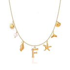 Summer Alphabet Starfish Charm Necklace