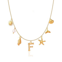 Summer Alphabet Starfish Charm Necklace