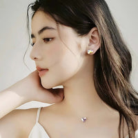 Gradient Heart Invisible Necklace and Earrings