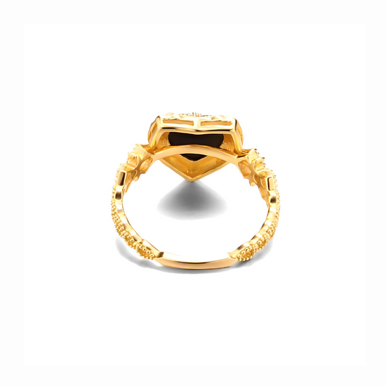 14K Gold Plated Vintage Heart Paua Shell Ring