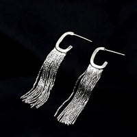 Gold Silver C Hoop Tassel Waterfall Earrings