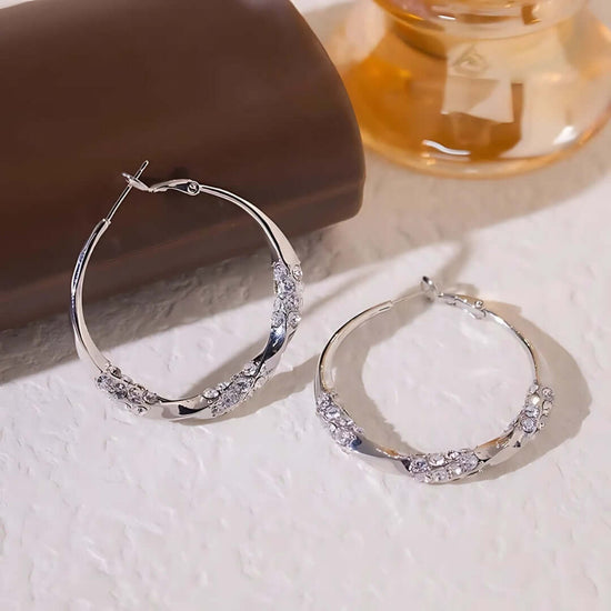 Sparkle Diamond Large Hoop Earrings