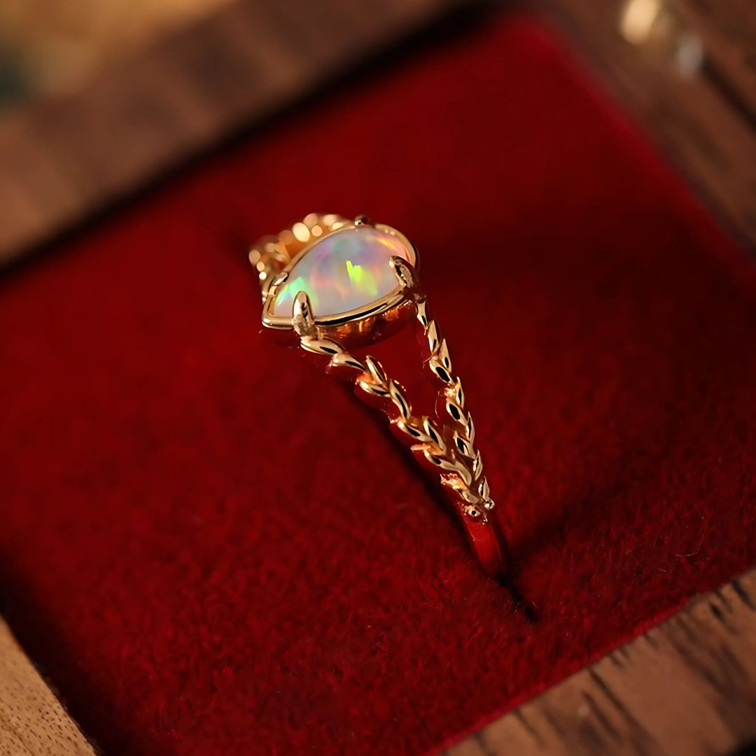 Opal Split Braid Ring October Birthstone Ring