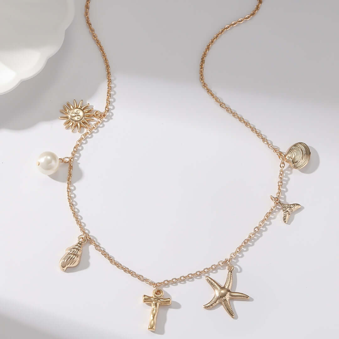 Summer Alphabet Starfish Charm Necklace