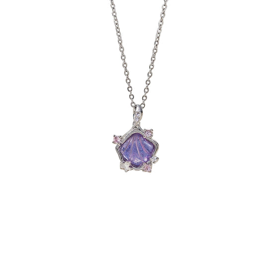 Gradient Purple Seashell Pendant Necklace