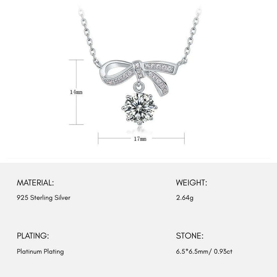 Ribbon Bow Moissanite Pendant Necklace