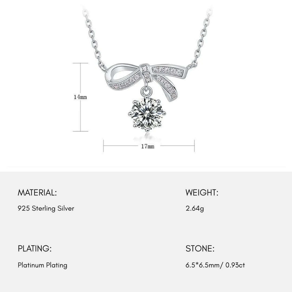 Ribbon Bow Moissanite Pendant Necklace