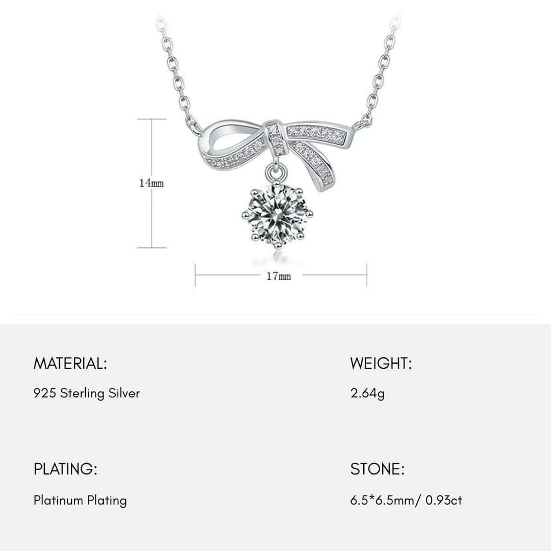 Ribbon Bow Moissanite Pendant Necklace