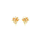 Gradient Maple Leaf Paved Crystal Earring Stud