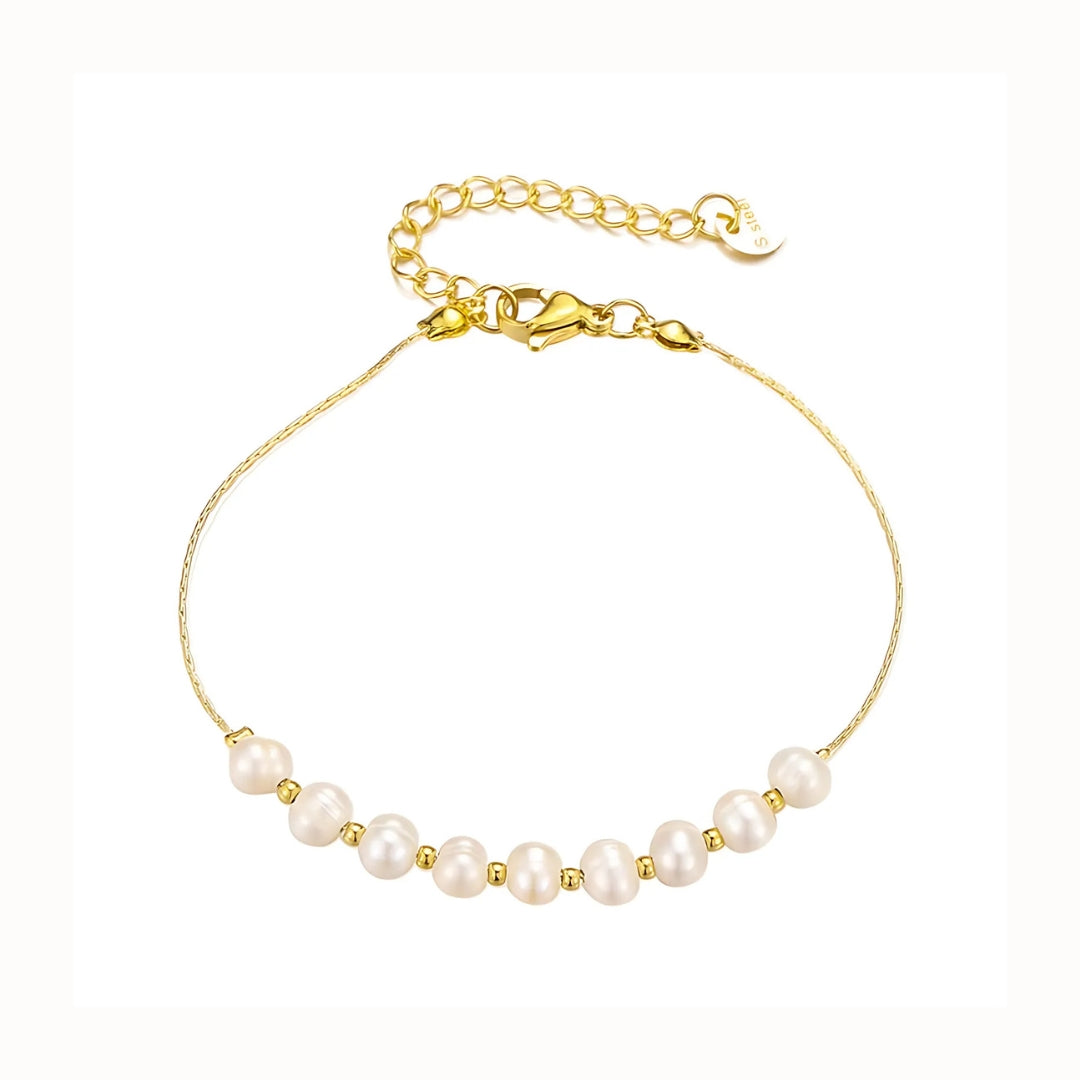 18K Dainty Gold Freshwater Pearl Bead Bracelet