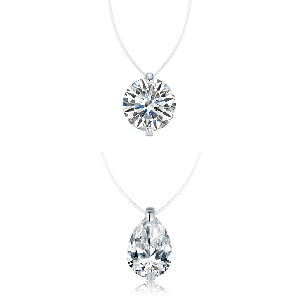 Moissanite Invisible Clear Necklace Minimal