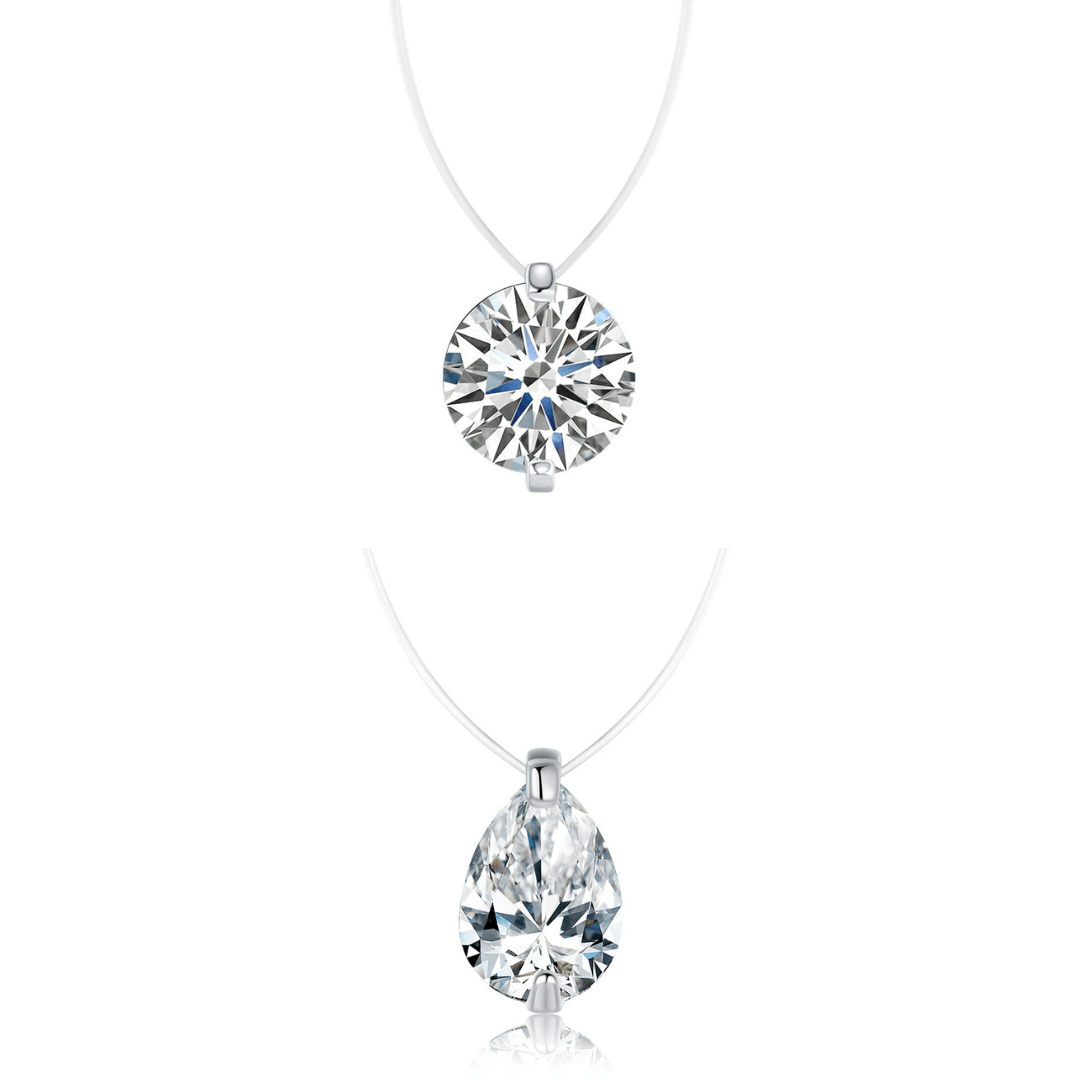Moissanite Invisible Clear Necklace Minimal