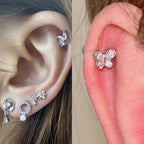 16G Silver Fish Bone Cartilage Barbell Piercings