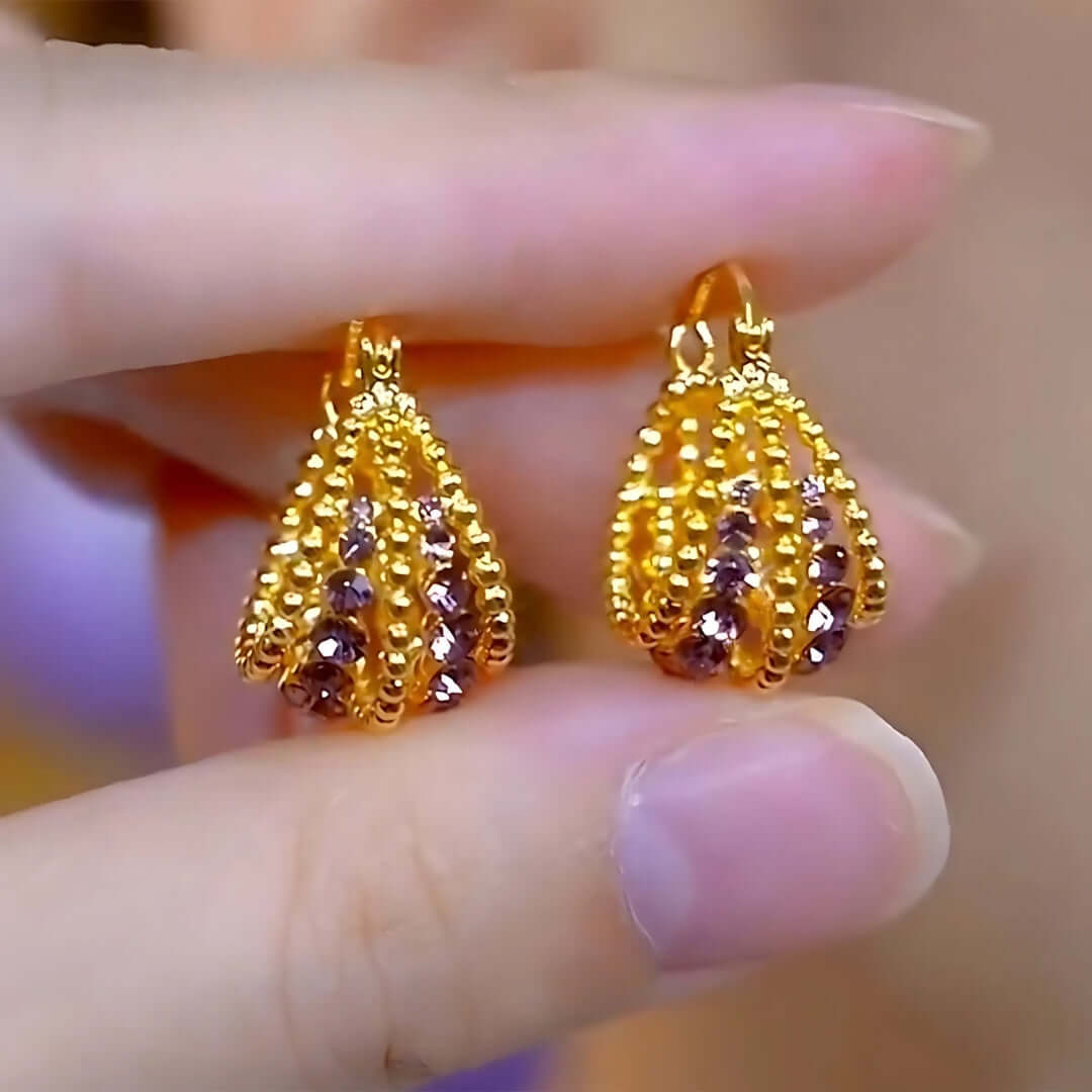 Hollow Basket French Hoop Earrings