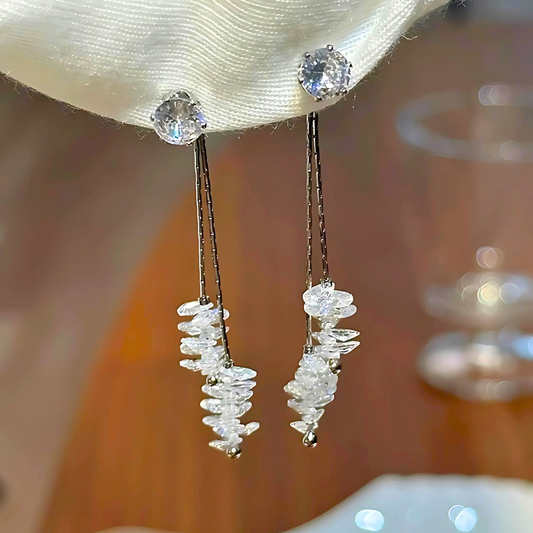 Feminine Clear Quartz Dangle Chandelier Earrings