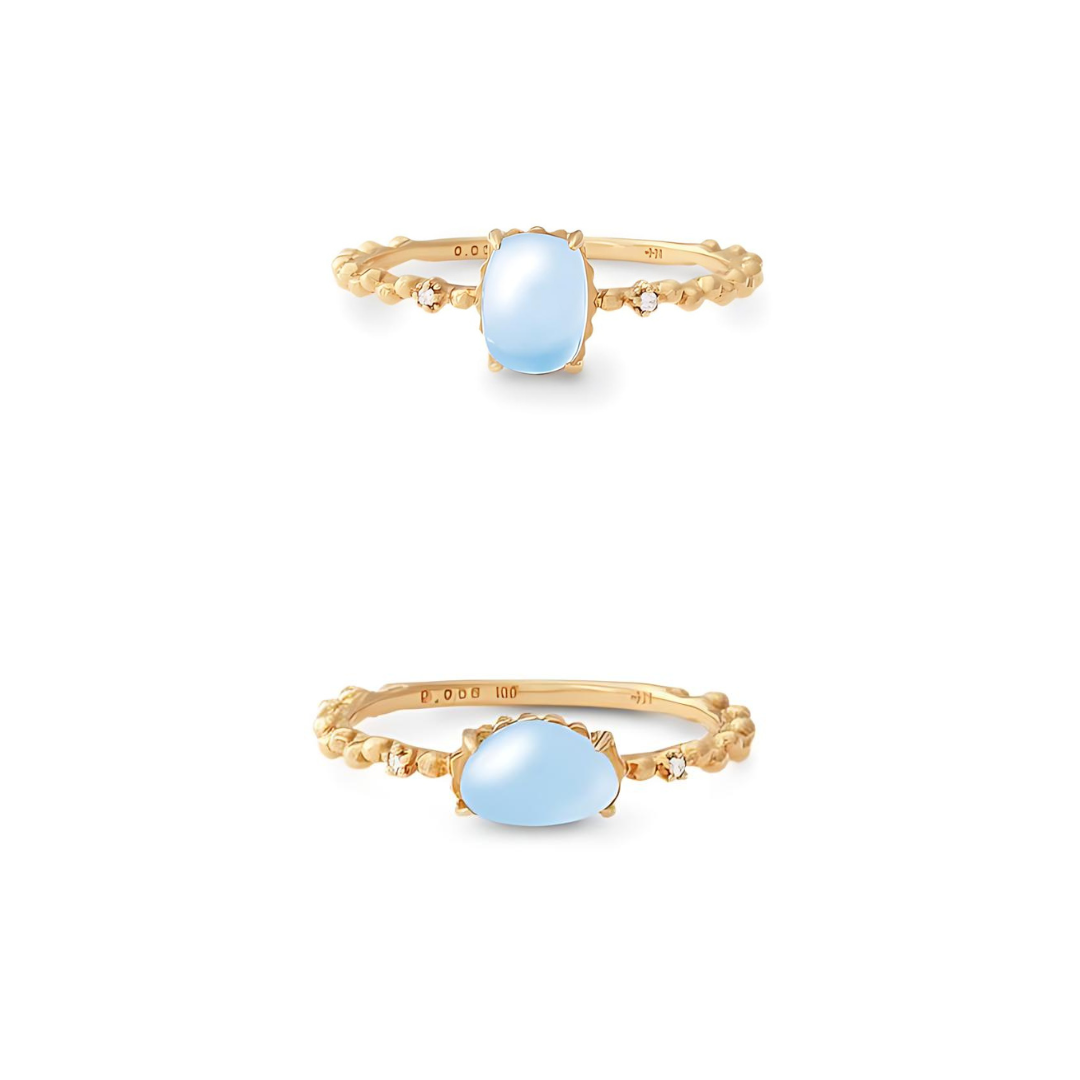 14K Gold Aquamarine Crystal Birthstone Ring