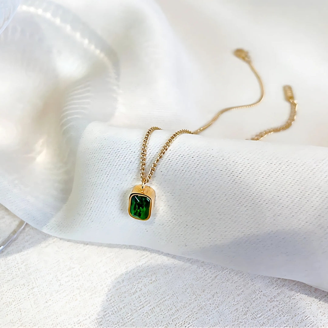 Vintage Titanium Green Crystal Waterproof Anklet Chain Bracelet