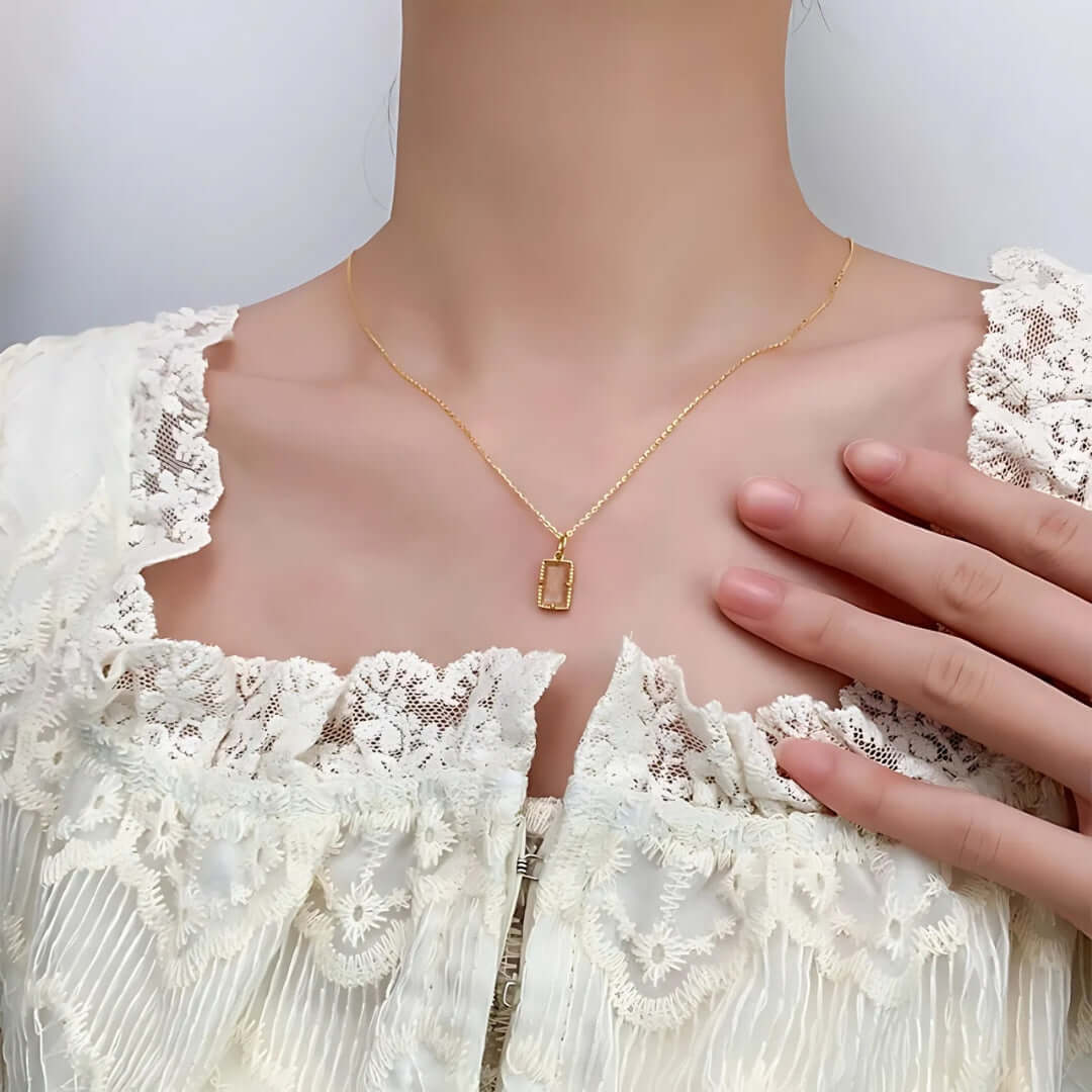 Vintage Orange Moonstone Pendant Necklace