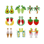 Summer Beach Palm Tree Fruits Earrings