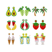 Summer Beach Palm Tree Fruits Earrings