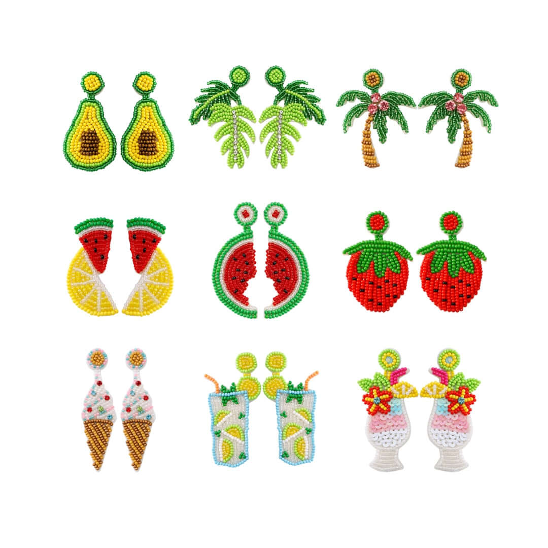 Summer Beach Palm Tree Fruits Earrings
