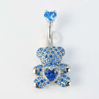 Sparkle Teddy Bear with Dangling Heart Belly Ring