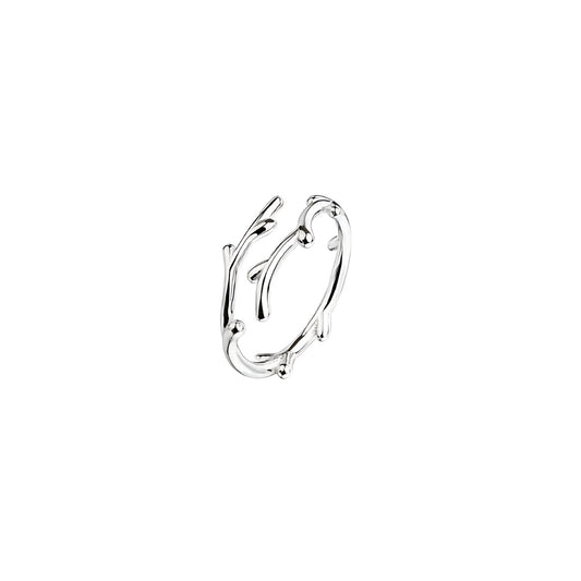 Sterling Silver Antler Deer Adjustable Ring