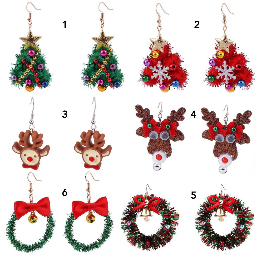 Xmas Wreath Color Beads Whimsical Woven Drop Earrings