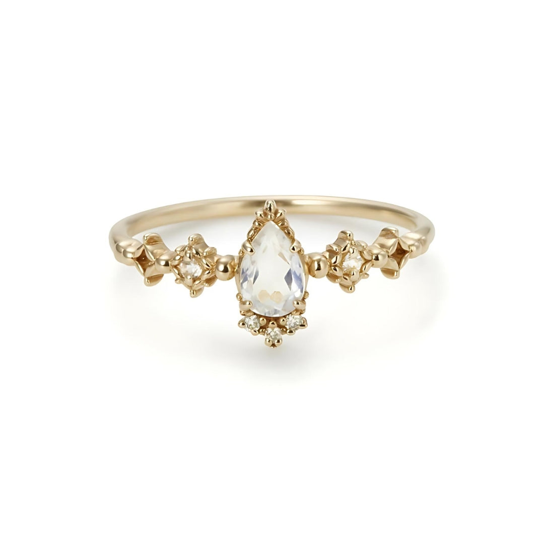 Dainty Pear Shape Moonstone Promise Rings