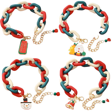 Santa Claus Acrylic Link Holiday Christmas Bracelet