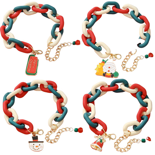 Santa Claus Acrylic Link Holiday Christmas Bracelet