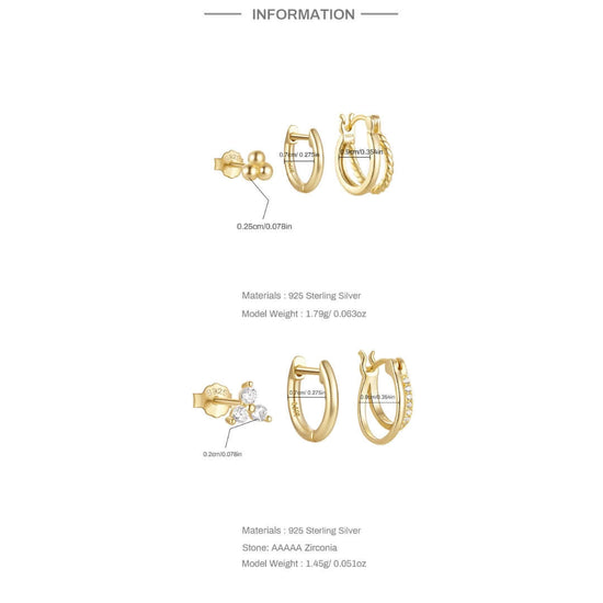 Sterling Silver Clicker Sleeper Earrings Set
