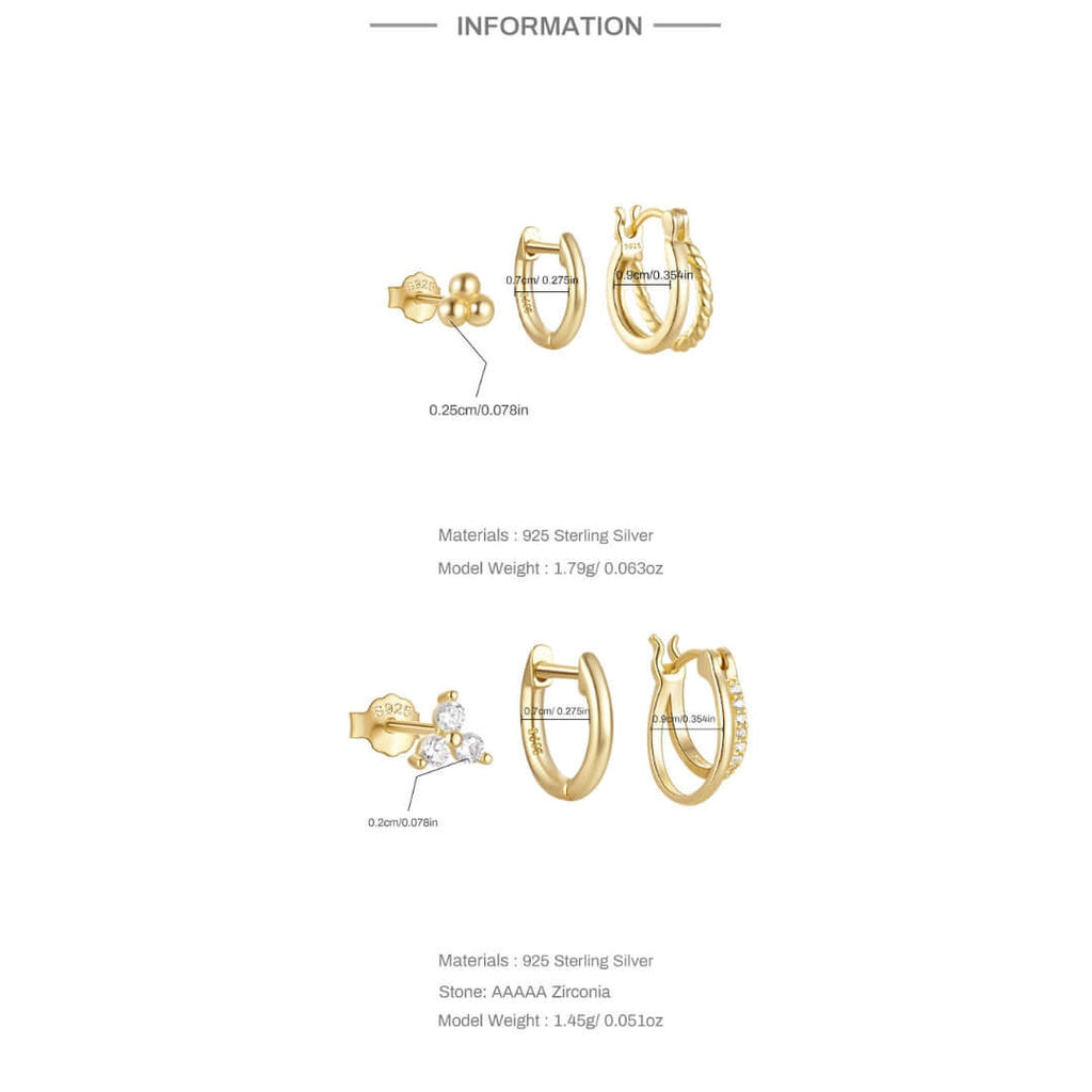 Sterling Silver Clicker Sleeper Earrings Set