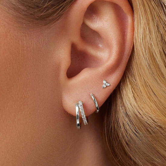 Sterling Silver Clicker Sleeper Earrings Set