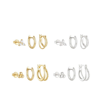 Sterling Silver Clicker Sleeper Earrings Set