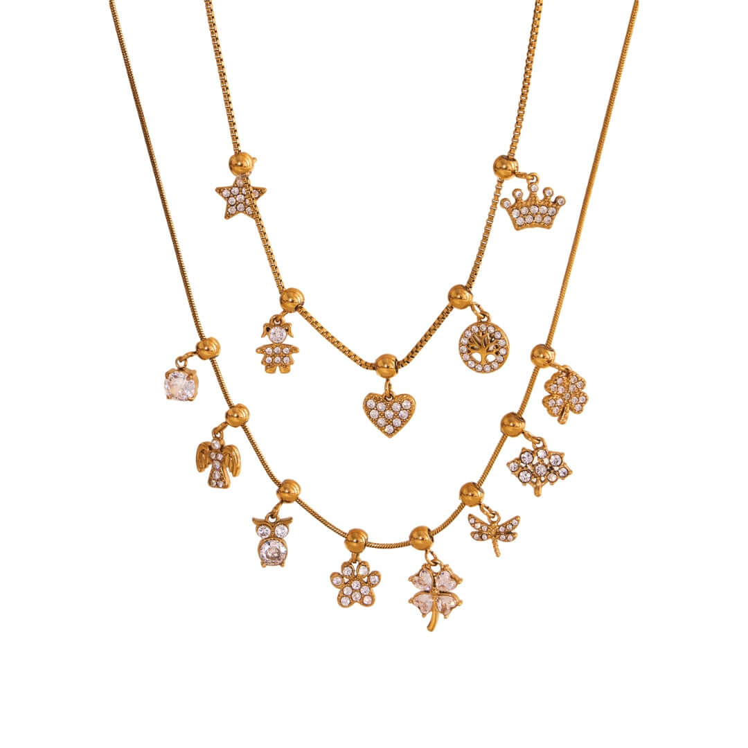 Gold Angel Clover Leaf DIY Charm Necklace
