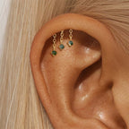 Sterling Silver Moss Agate Push Pin Labret Back Studs