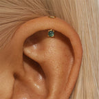 Round Moss Agate Push Pin Labret Back Studs