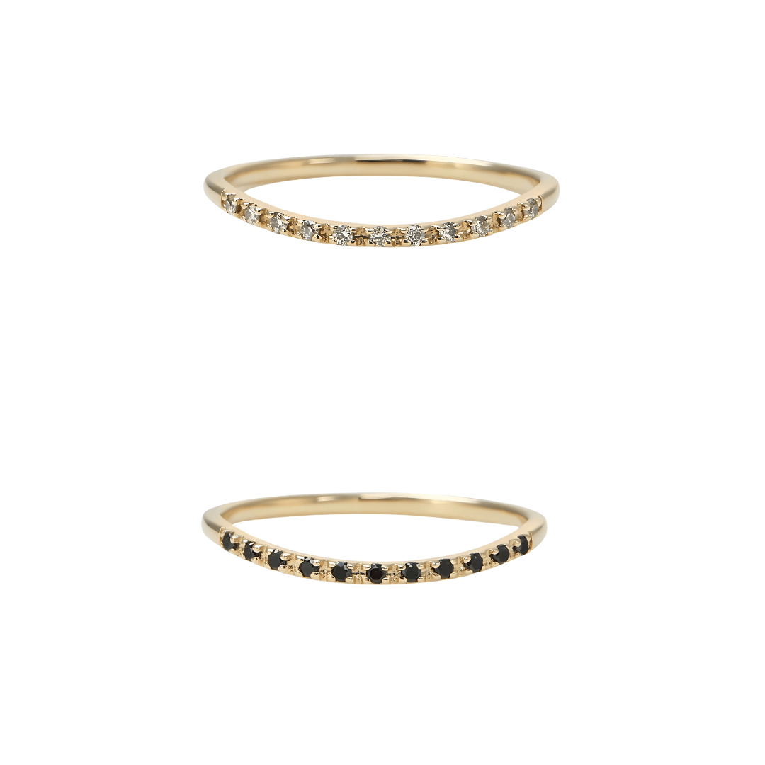 Black Zircon Half Eternity Pave Stacking Ring