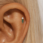 Moss Agate Push Pin Flat Back Studs Rhombus